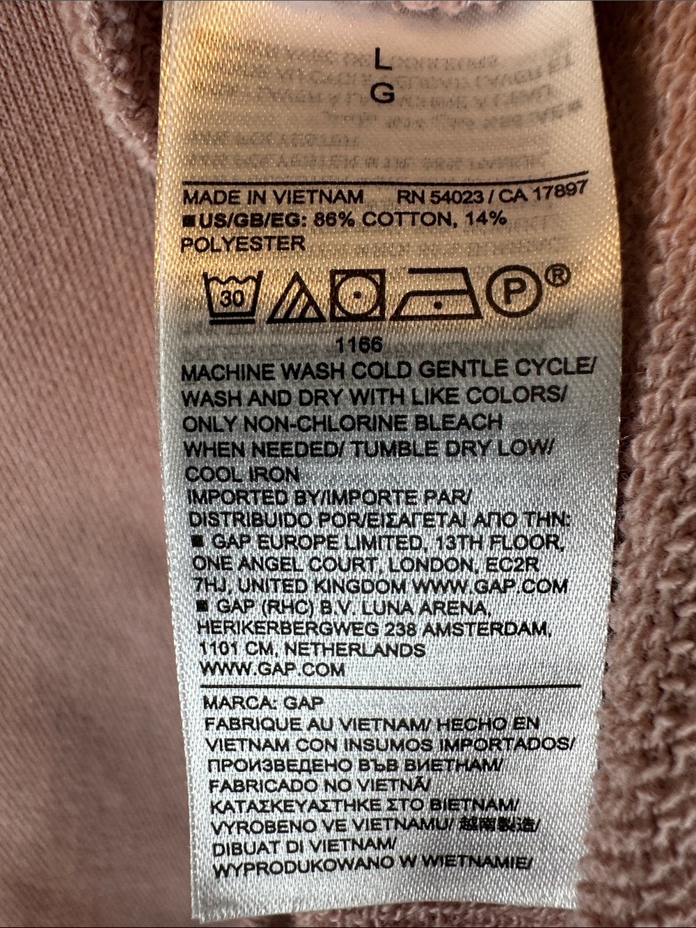 GAP French Terry V Neck in Dusty Pink Size L - Picture 5 of 5